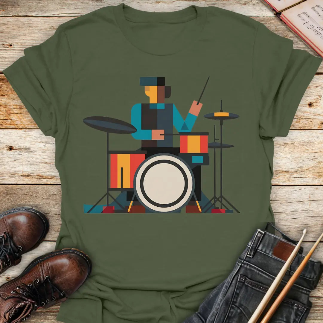 Abstract Drummer T-Shirt Printify