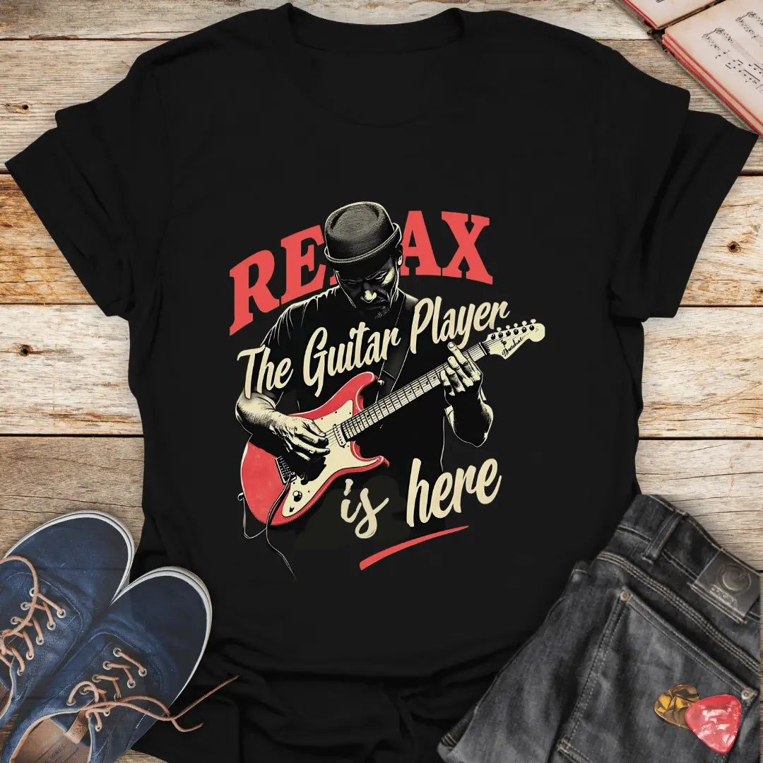 Relax the Guitar Player is Here T-Shirt - Melody Tees Black-5XL T-Shirt