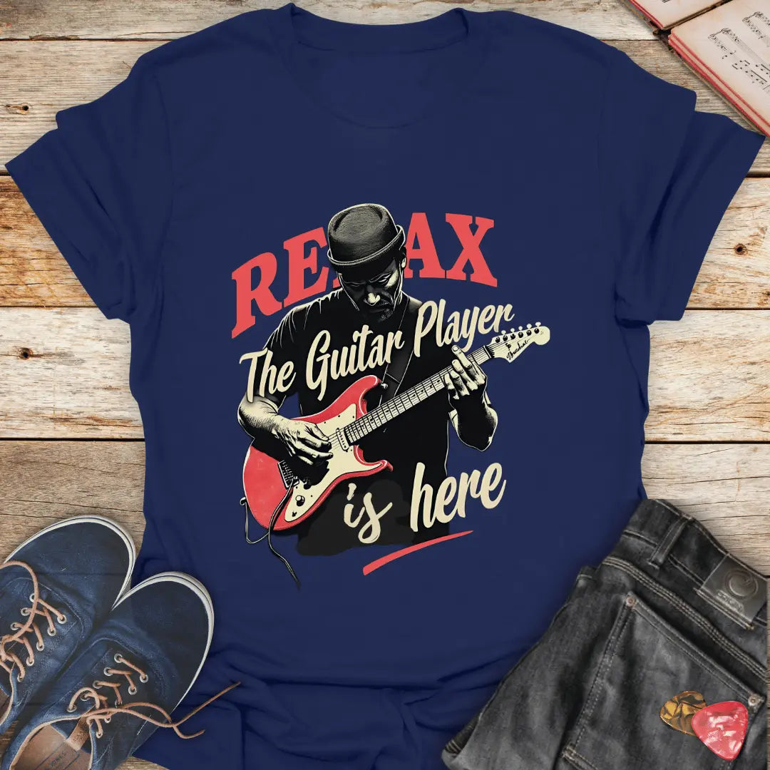 Relax the Guitar Player is Here T-Shirt - Melody Tees Navy-5XL T-Shirt