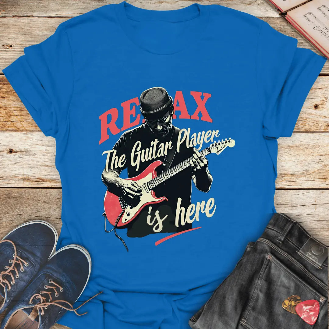 Relax the Guitar Player is Here T-Shirt - Melody Tees Royal-Blue-5XL T-Shirt