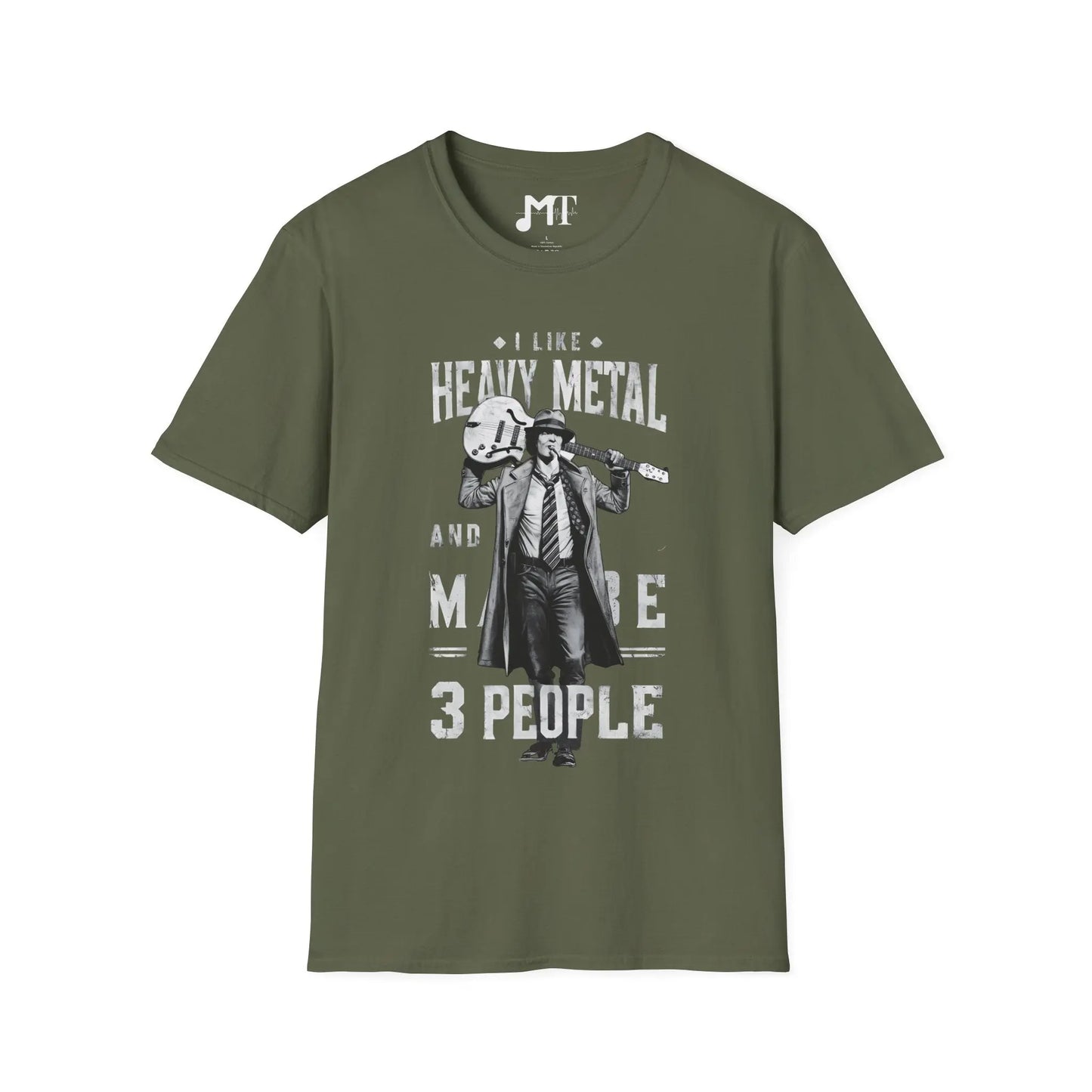 Monochrome I Like Heavy Metal and Maybe 3 People T-Shirt - Melody Tees