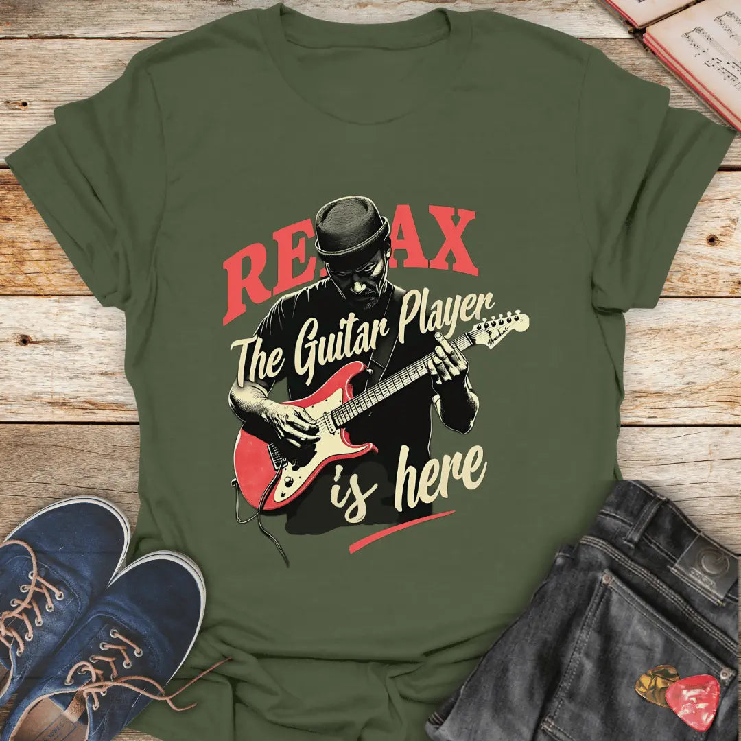 Relax the Guitar Player is Here T-Shirt - Melody Tees Military-Green-4XL T-Shirt