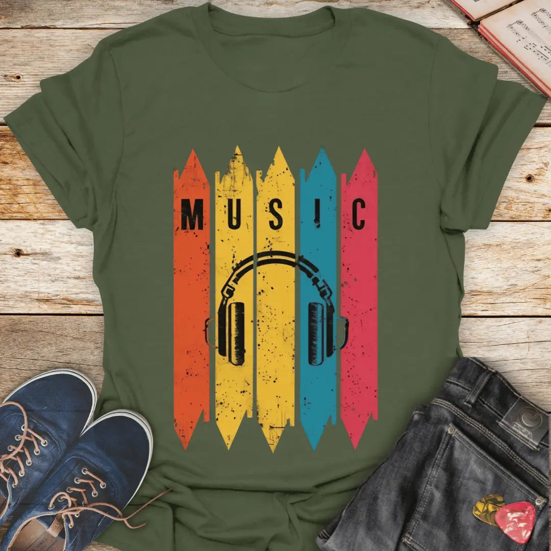 Retro Music Heaphones T-Shirt - Melody Tees