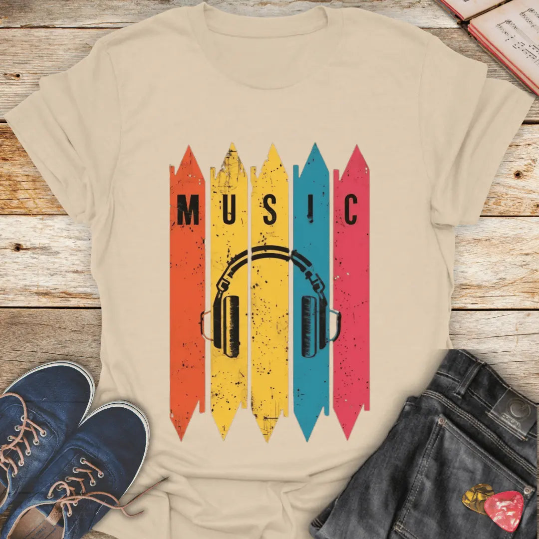 Retro Music Heaphones T-Shirt - Melody Tees