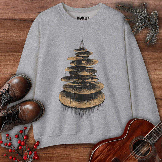 Cymbal Wonderland- A Merry Musical Tree Crewneck Sweatshirt - Melody Tees